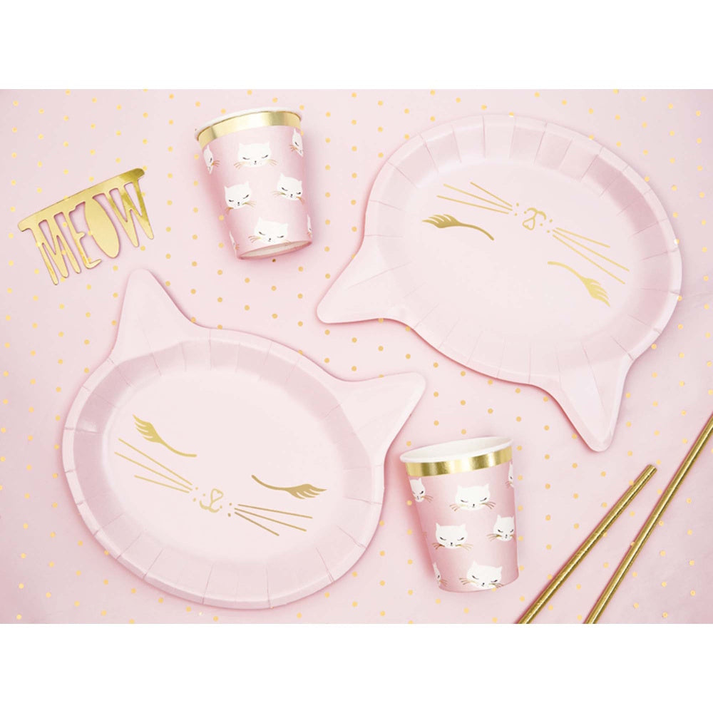 Pink Kitty Shaped Plates 6pk