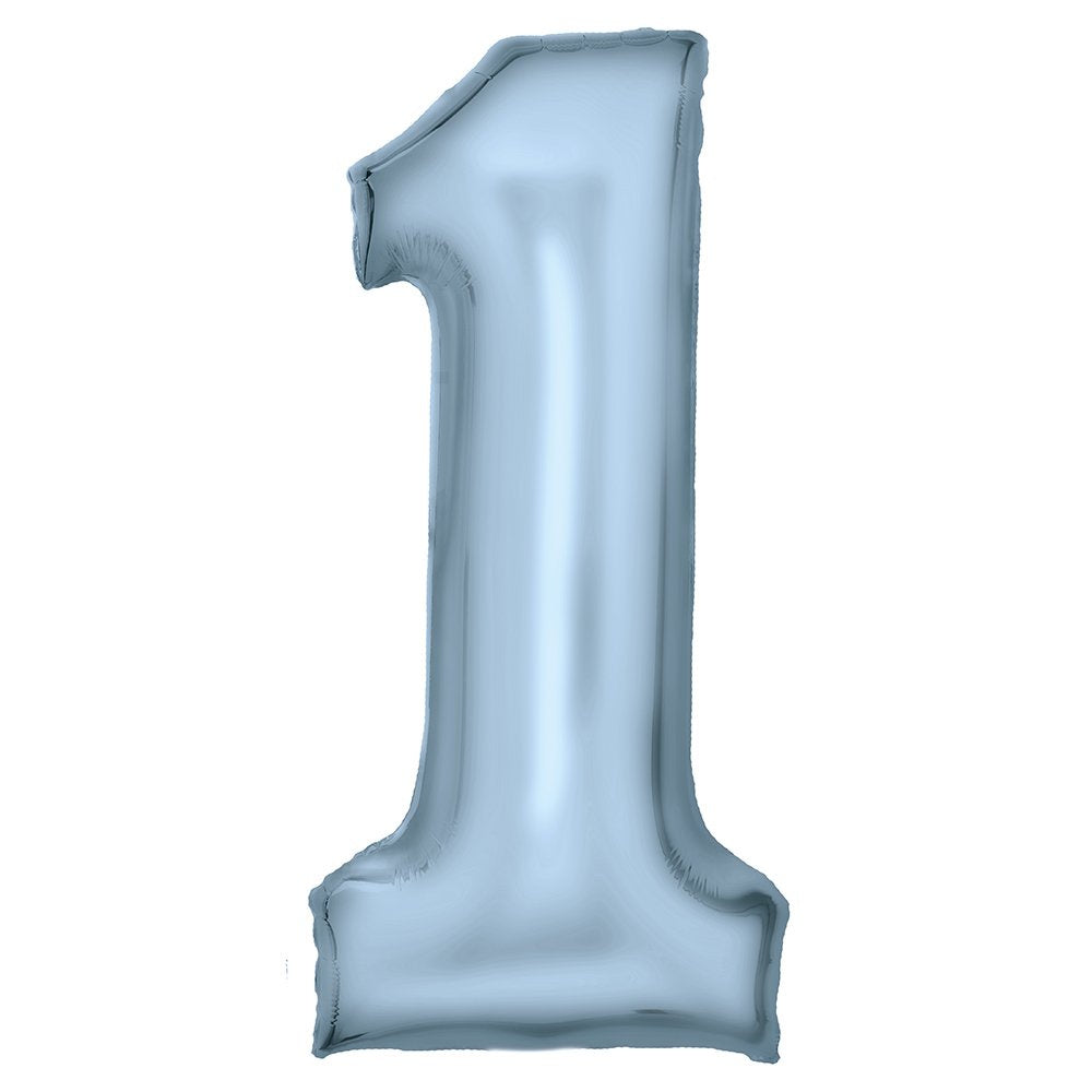 86cm Silk Lustre Blue Number Foil Balloon - 1
