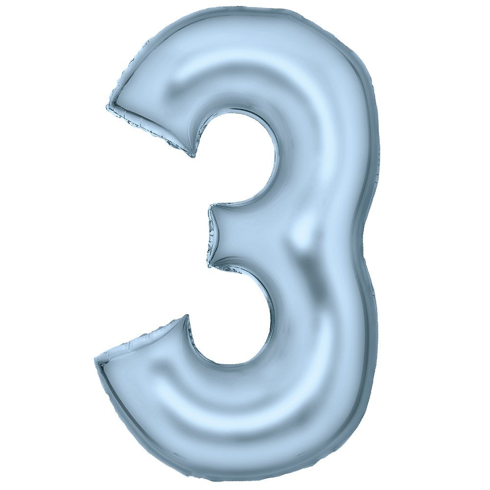 86cm Silk Lustre Blue Number Foil Balloon - 3