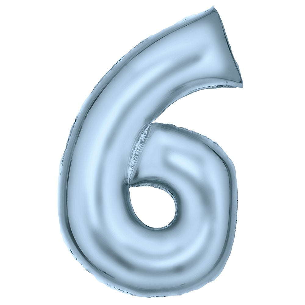 86cm Silk Lustre Blue Number Foil Balloon - 6