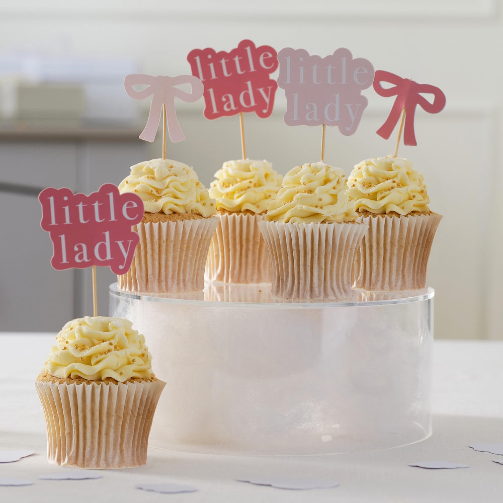 Little Lady Baby Shower Cupcake Toppers 12pk