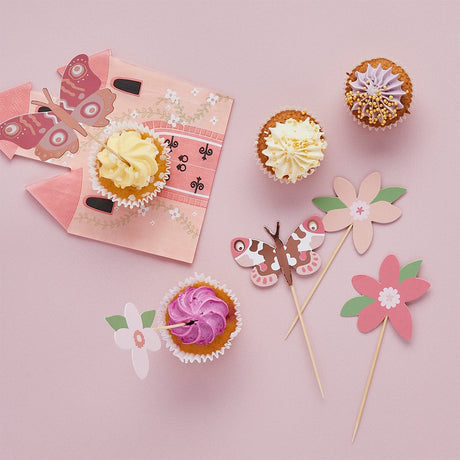 Little Princess Flower & Butterfly Cupcake Toppers 12pk