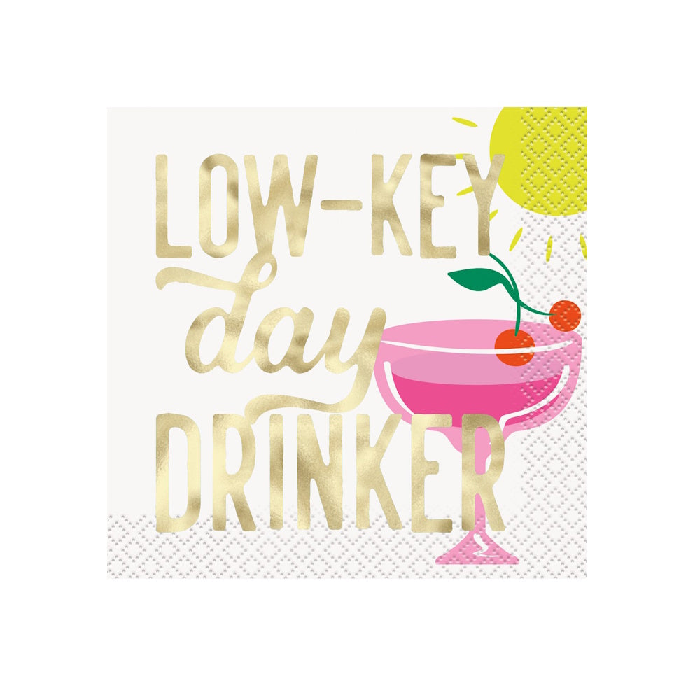 Low Key Day Drinker Beverage Napkins 16pk