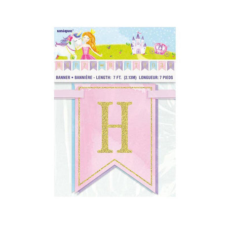 Magical Princess Glitter Happy Birthday Banner
