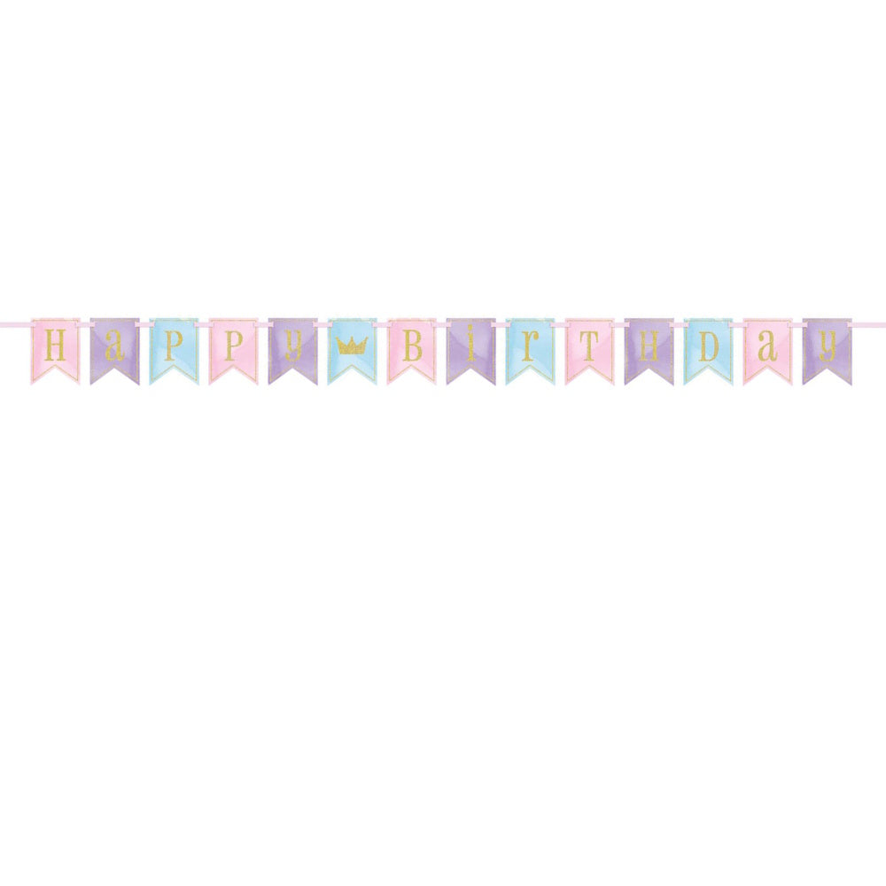 Magical Princess Glitter Happy Birthday Banner