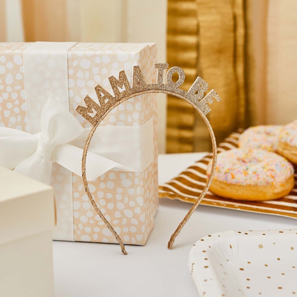 Mama to Be Gold Glitter Headband
