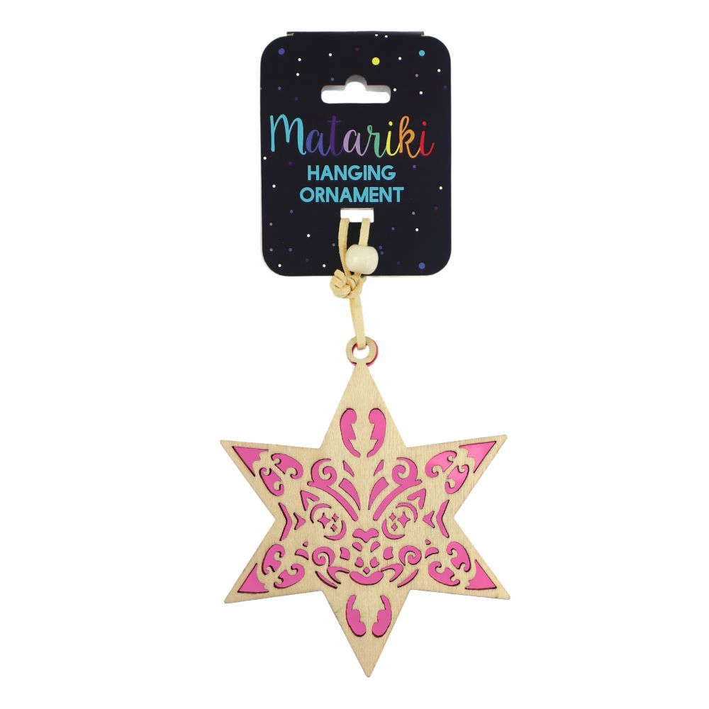Matariki Hanging Star Ornament (Wood & Acrylic)