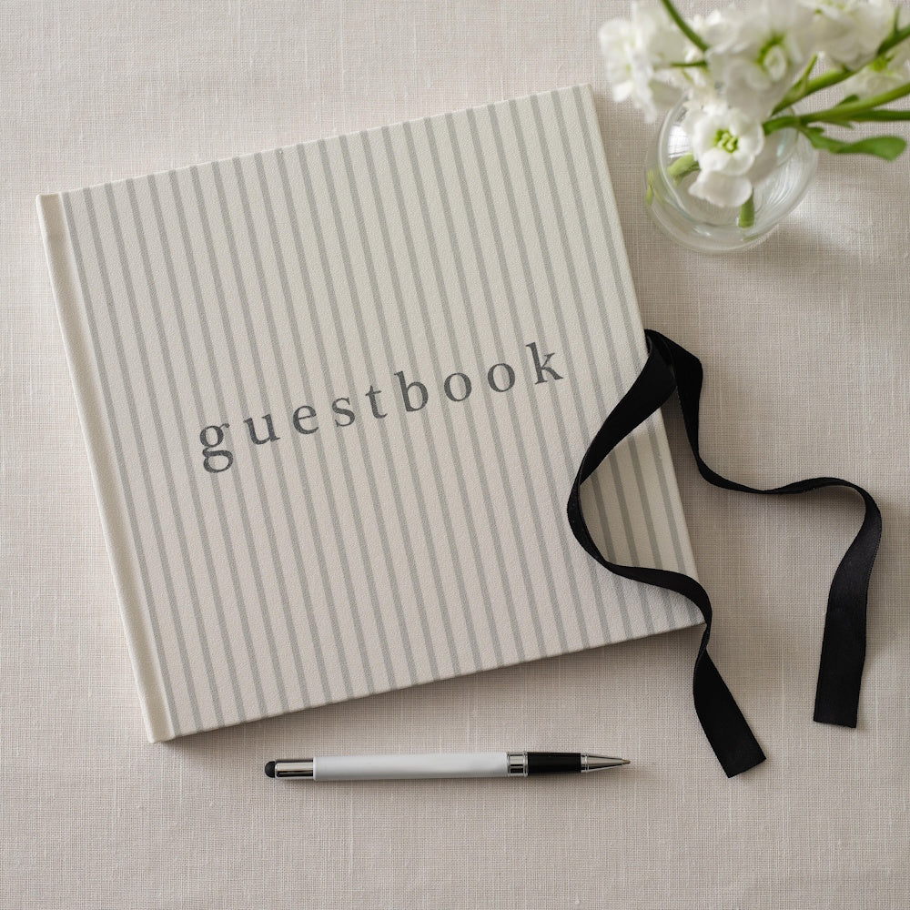 Midsummer Mr & Mrs Linen Look Wedding Guest Book