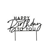 Monochrome Party Happy Birthday To You Acrylic Cake Topper