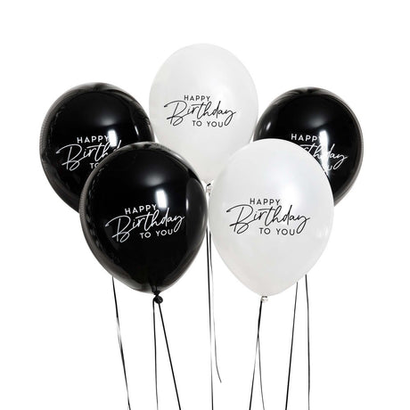 Monochrome Party Happy Birthday Balloon Bundle