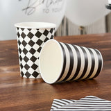 Monochrome Party Stripes & Diamonds Cups 8pk