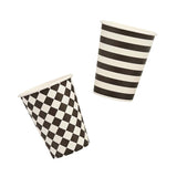 Monochrome Party Stripes & Diamonds Cups 8pk