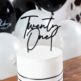 Monochrome Party Twenty One Acrylic Cake Topper