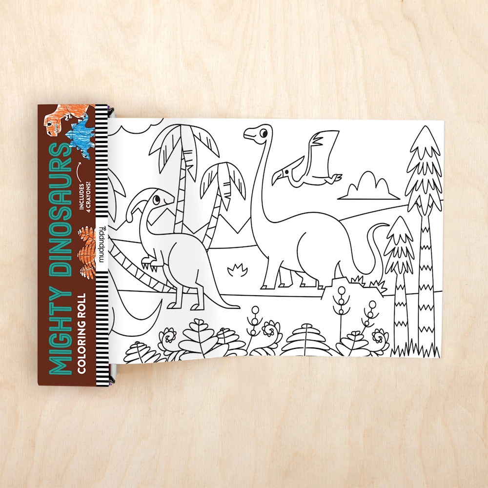 Mudpuppy Mini Colouring Roll - Mighty Dinosaurs
