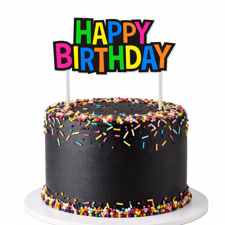 Neon Happy Birthday Cake Topper