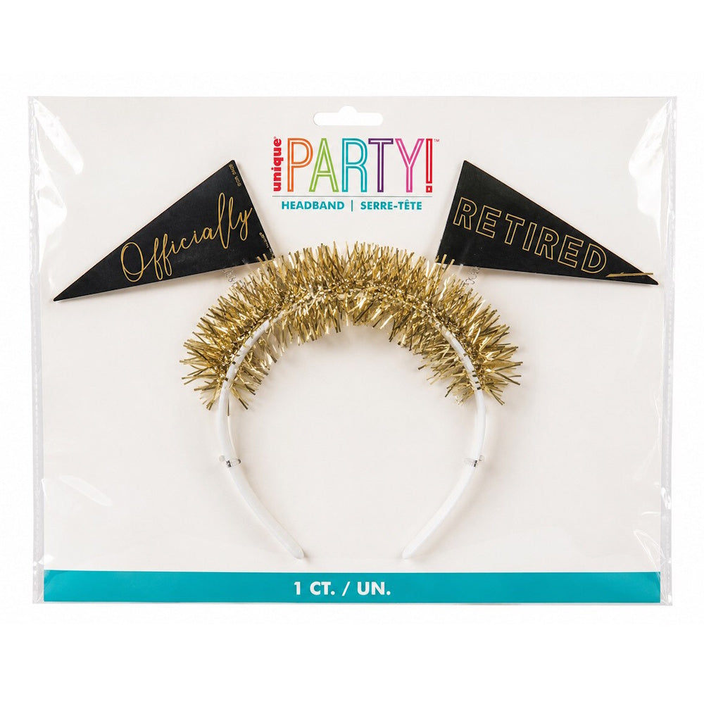 Officially Retired Flag Headband with Foil Fringe