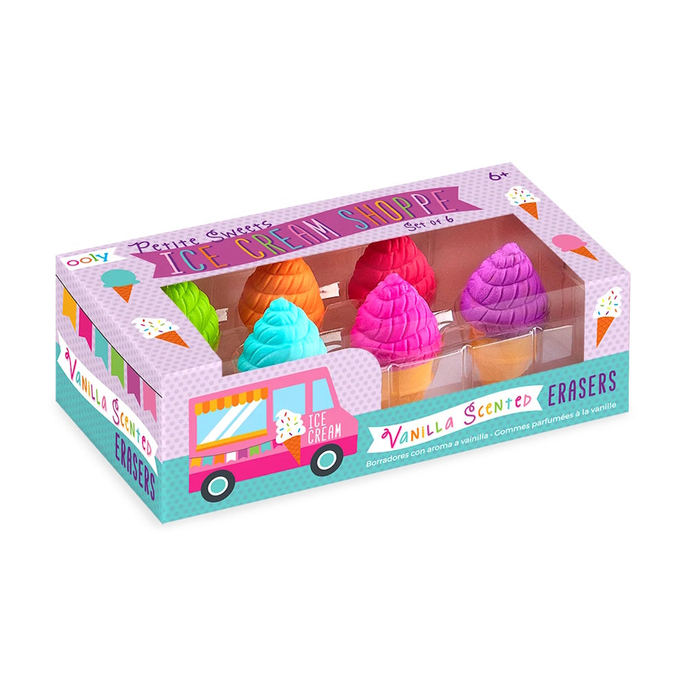 OOLY Petite Sweets Ice Cream Shoppe Scented Erasers 6pk