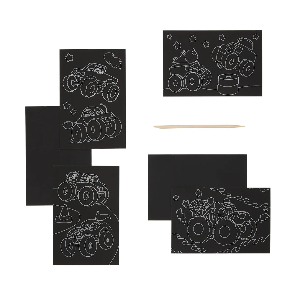 OOLY Mini Scratch & Scribble Art Kit - Monster Trucks