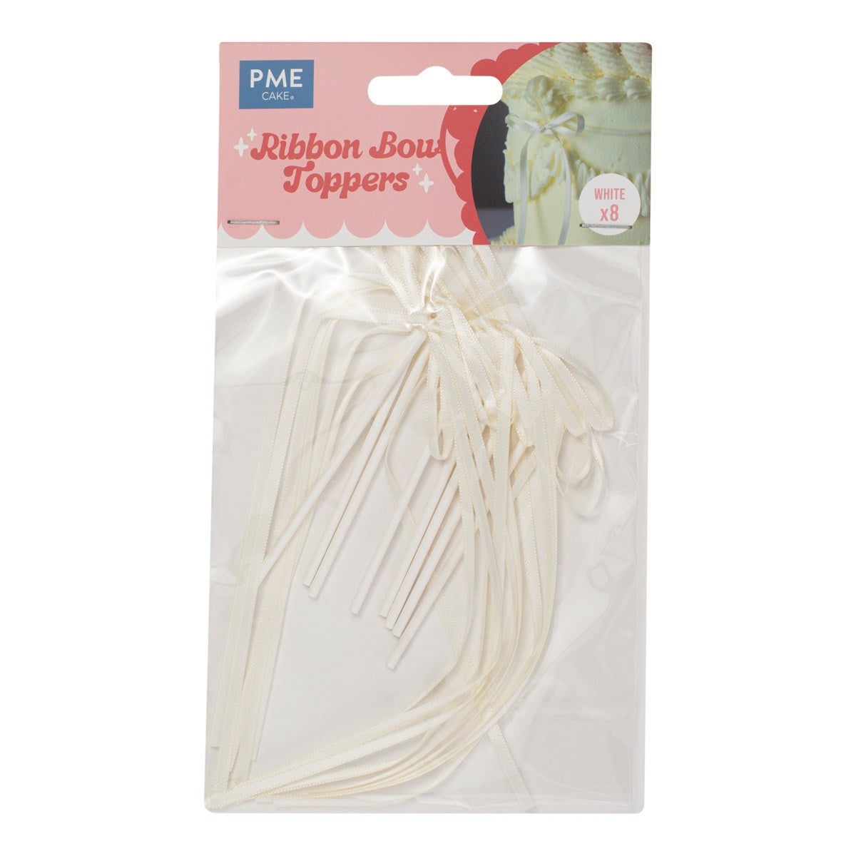 PME Ribbon Bow Cake Toppers 8pk - White