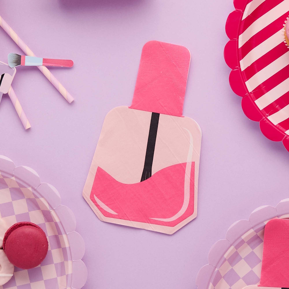 Pamper Party Nail Varnish Shaped Napkins 16pk