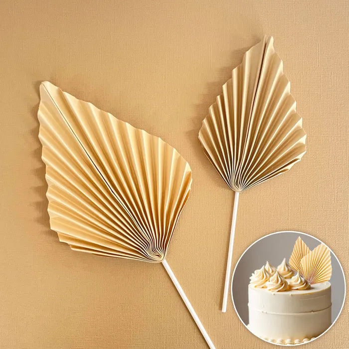 Deco Paper Fan Cake Toppers Set of 2 - Cream