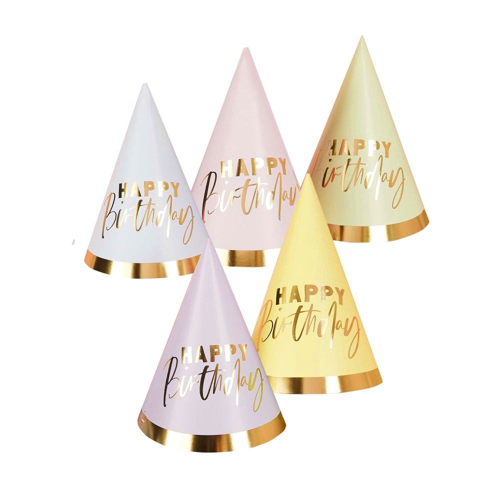 Pastel Party Happy Birthday Hats 10pk
