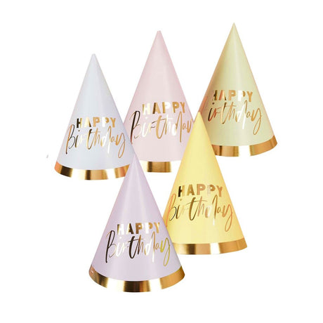 Pastel Party Happy Birthday Hats 10pk