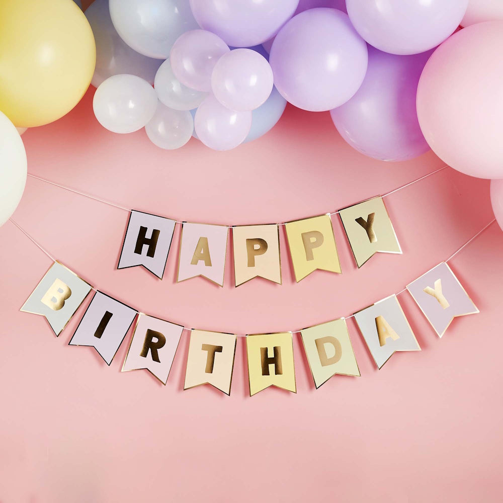 Pastel Party Happy Birthday Pennant Banner