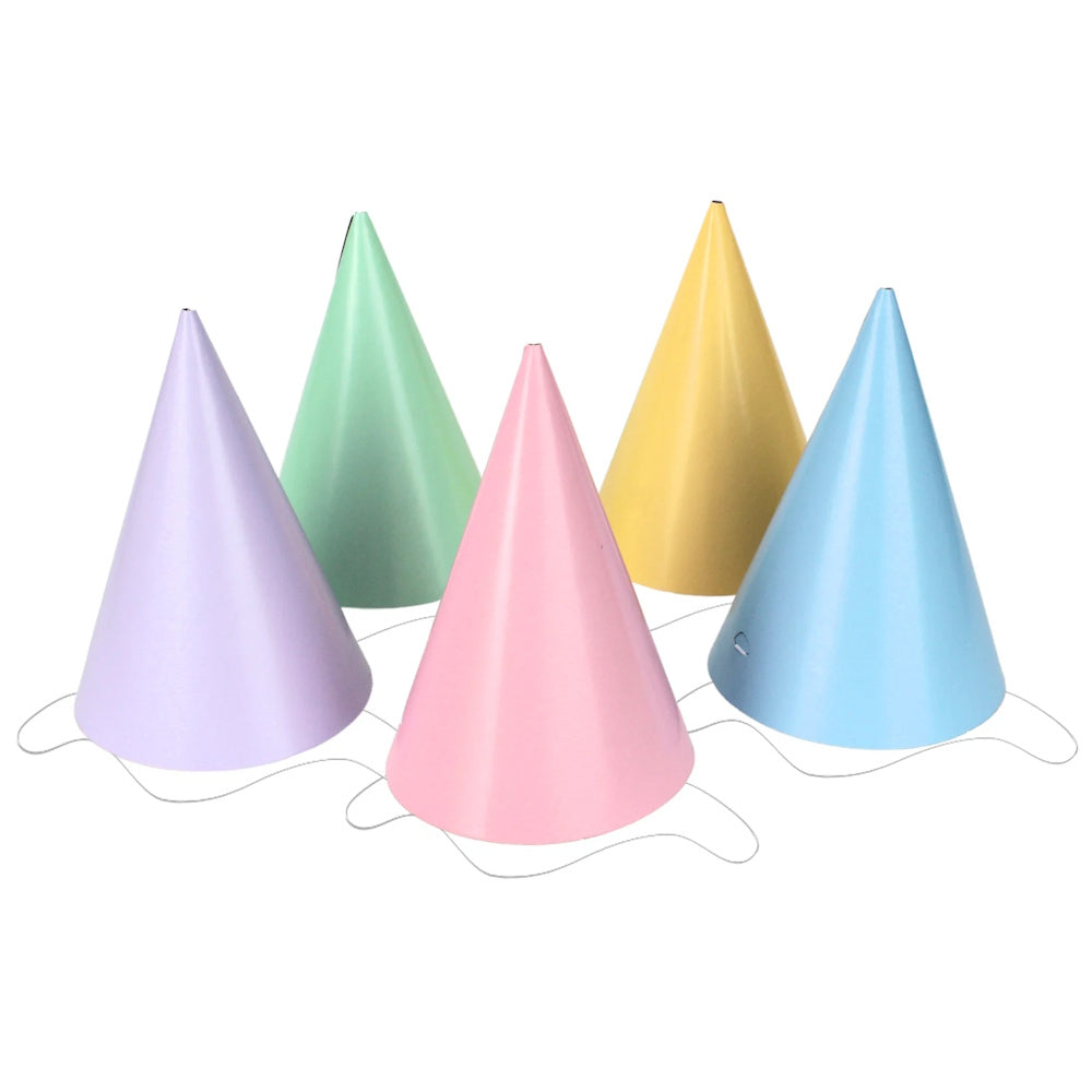 Cone Party Hats 8pk - Pastel Mix