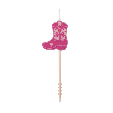 Pink Disco Cowgirl Boot Shaped Candles 6pk