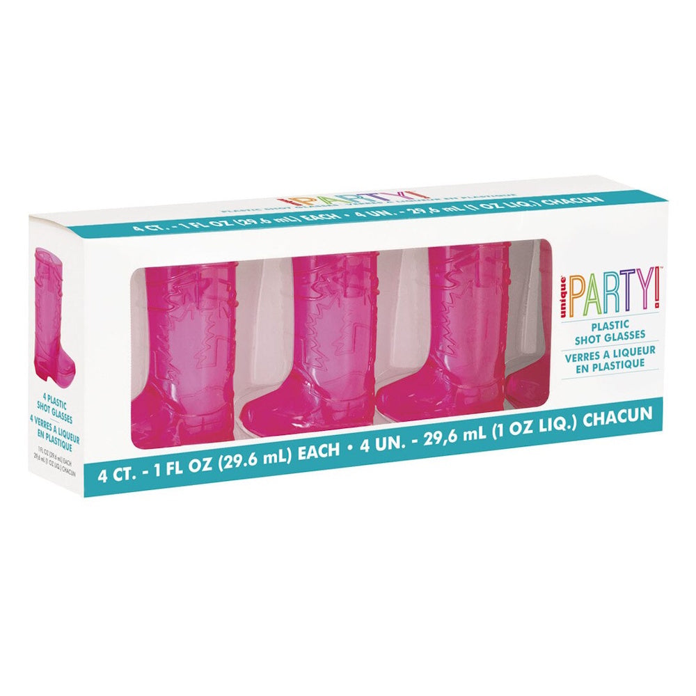 Pink Boot Shaped Shot Glasses 4pk