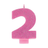 Pink Glitter Candle - Number 2