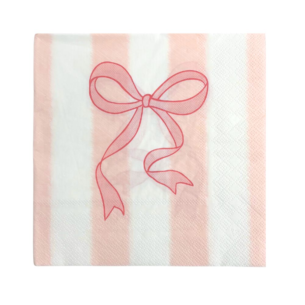Pink Bow & Stripes Lunch Napkins 20pk