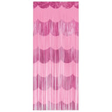 Pink Scallop Foil Fringed Door Curtain