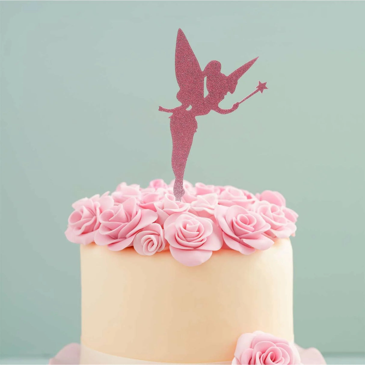 Pink Glitter Fairy Cake Topper