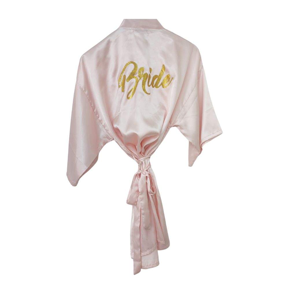 Pink Satin Bridal Robe - Bride