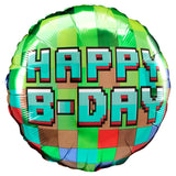 Pixel Party Happy B-Day Foil Balloon