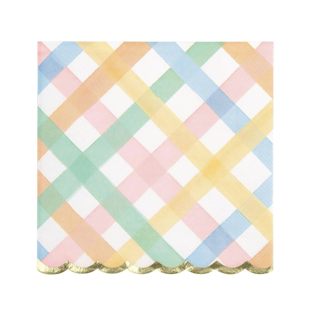 Plaid Scalloped Lunch Napkins 16pk