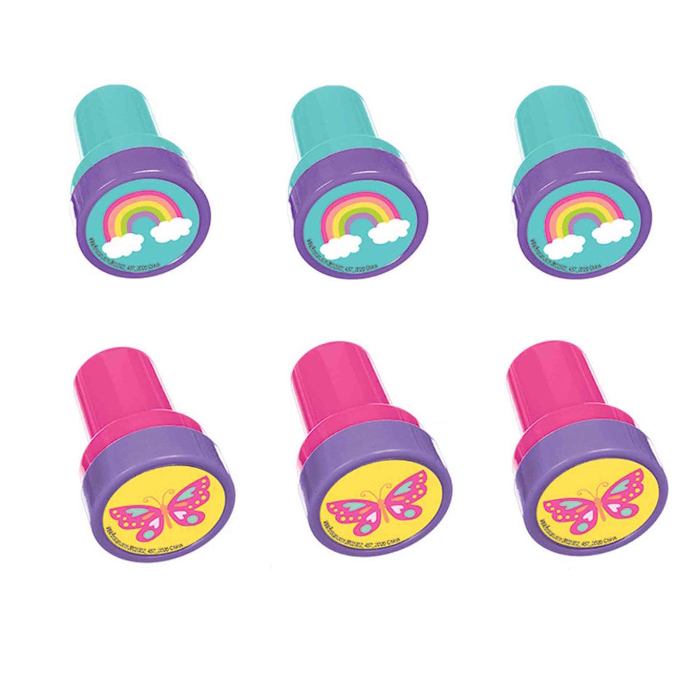 Self Inking Stampers 6pk - Rainbows & Butterflies