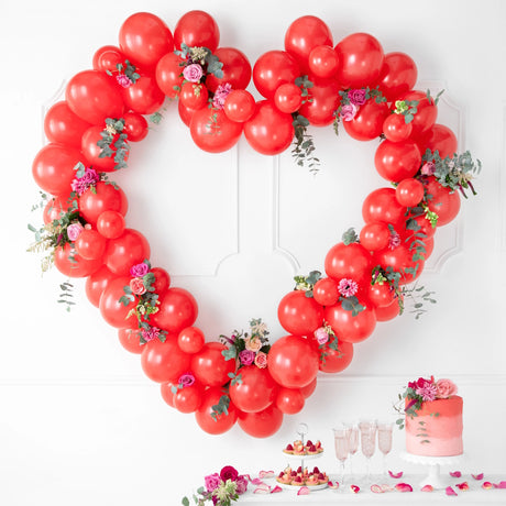 Red Heart Balloon Garland with Frame