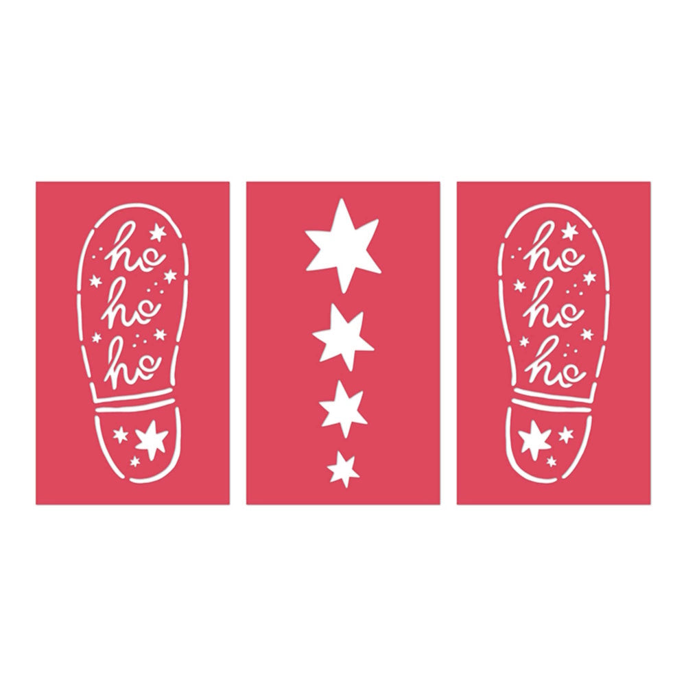 Classic Christmas Santa Footprint Paper Stencils 3pk