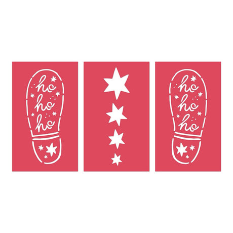 Classic Christmas Santa Footprint Paper Stencils 3pk