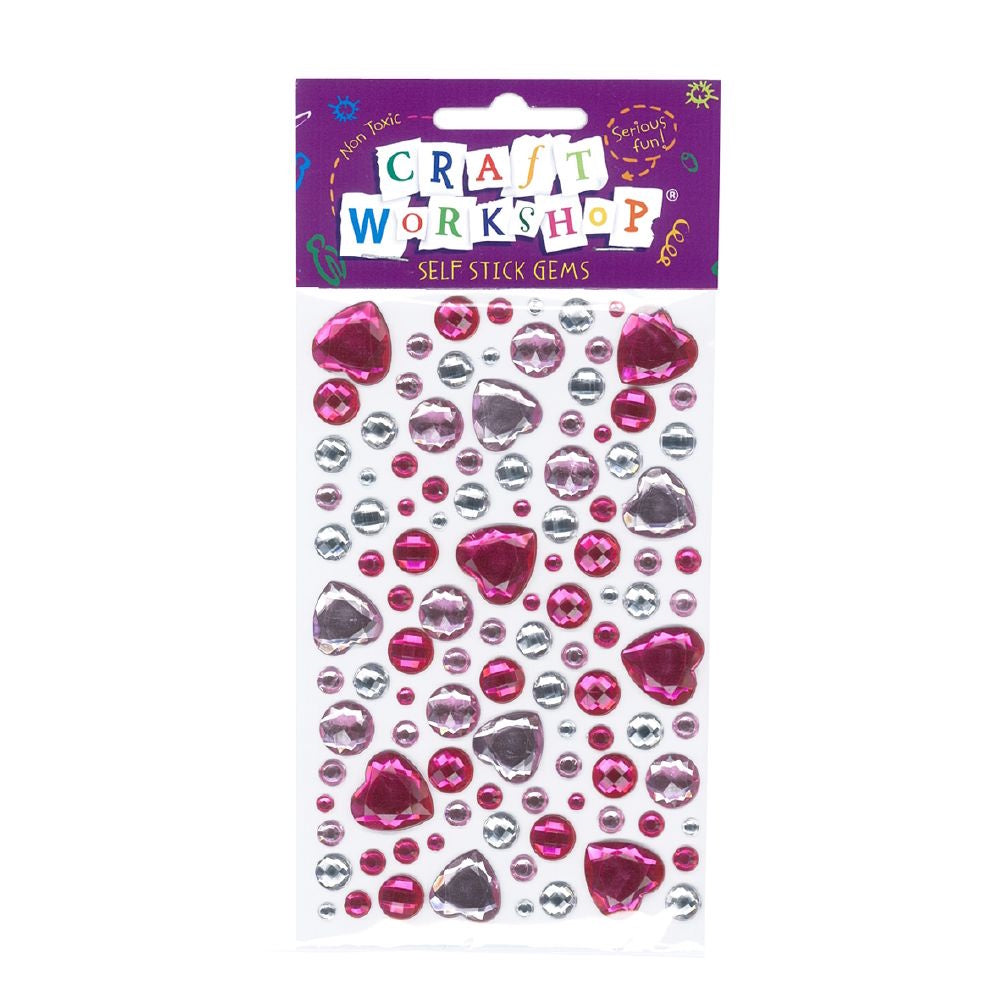 Self Stick Gems - Pink Hearts 105pk