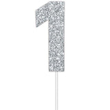 Silver Glitter Cake Topper - No 1