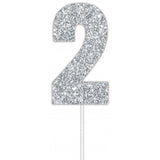 Silver Glitter Cake Topper - No 2
