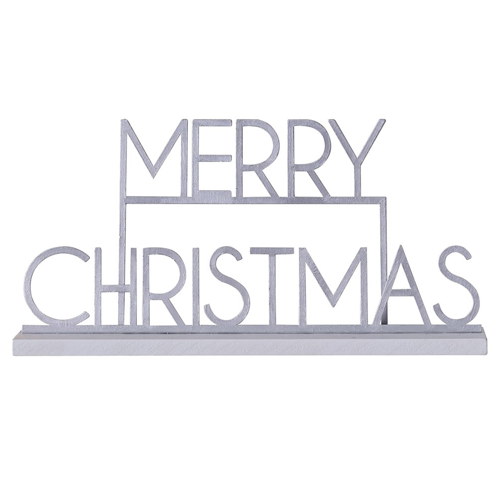 Silver Merry Christmas Sign