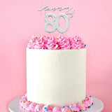 Silver Metal Cake Topper - Happy 80th