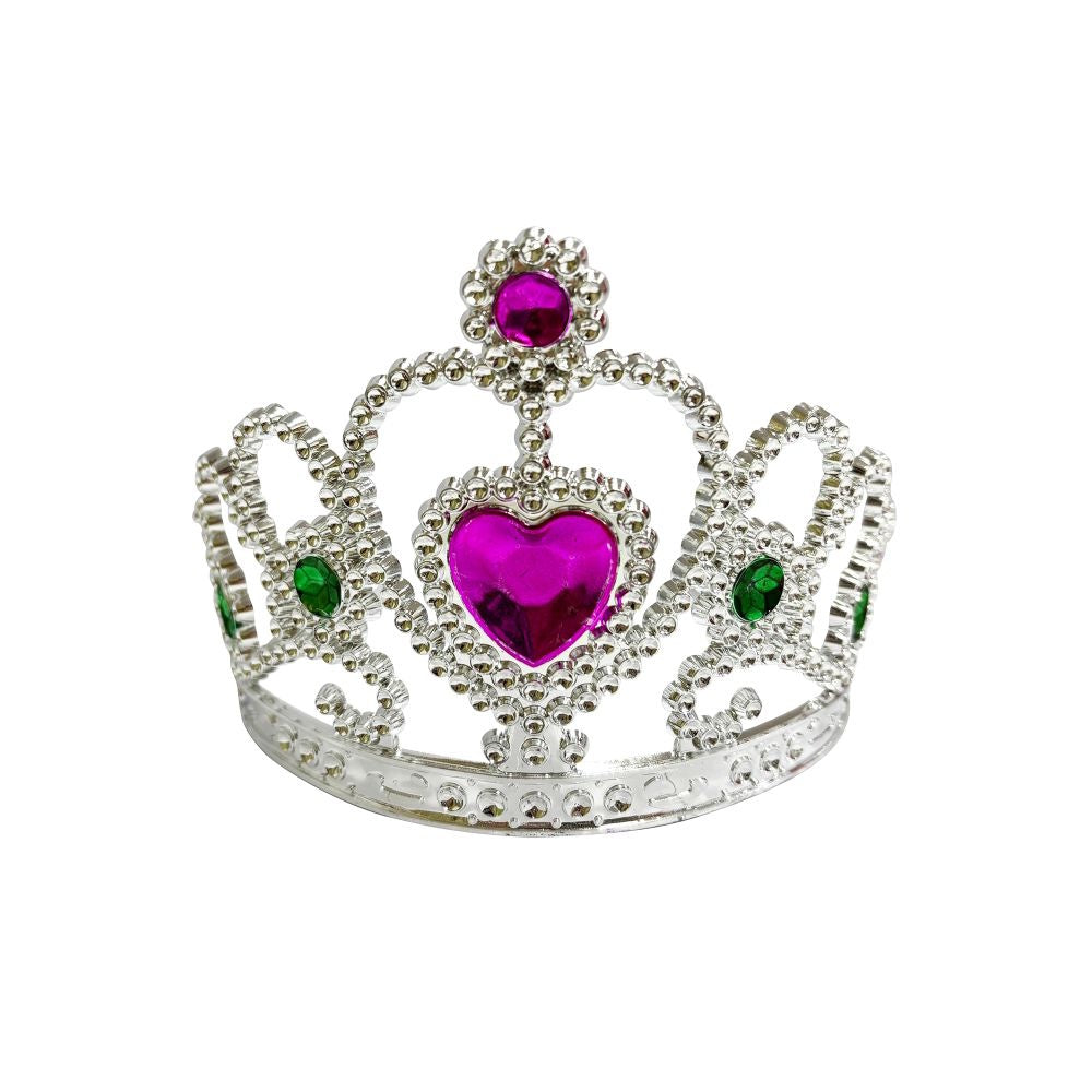 Silver Tiara with Pink & Emerald Gems