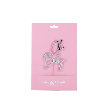 Silver / Clear Layered Cake Topper - Oh Baby