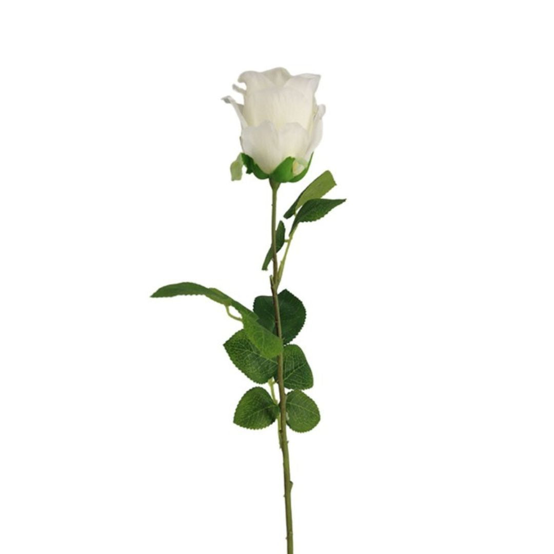 Single Artificial Rose Flower - White